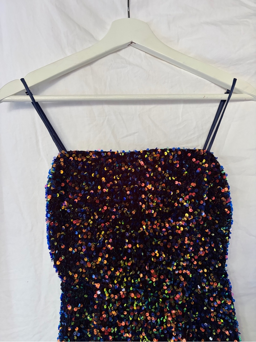Hello Molly Multi-Color Sequin Mini Dress Sparkly Spaghetti Strap Party Size XS - Picture 12 of 15